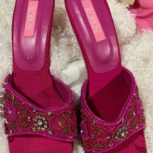 Lords Embellished Hot Pink Slides Size 6